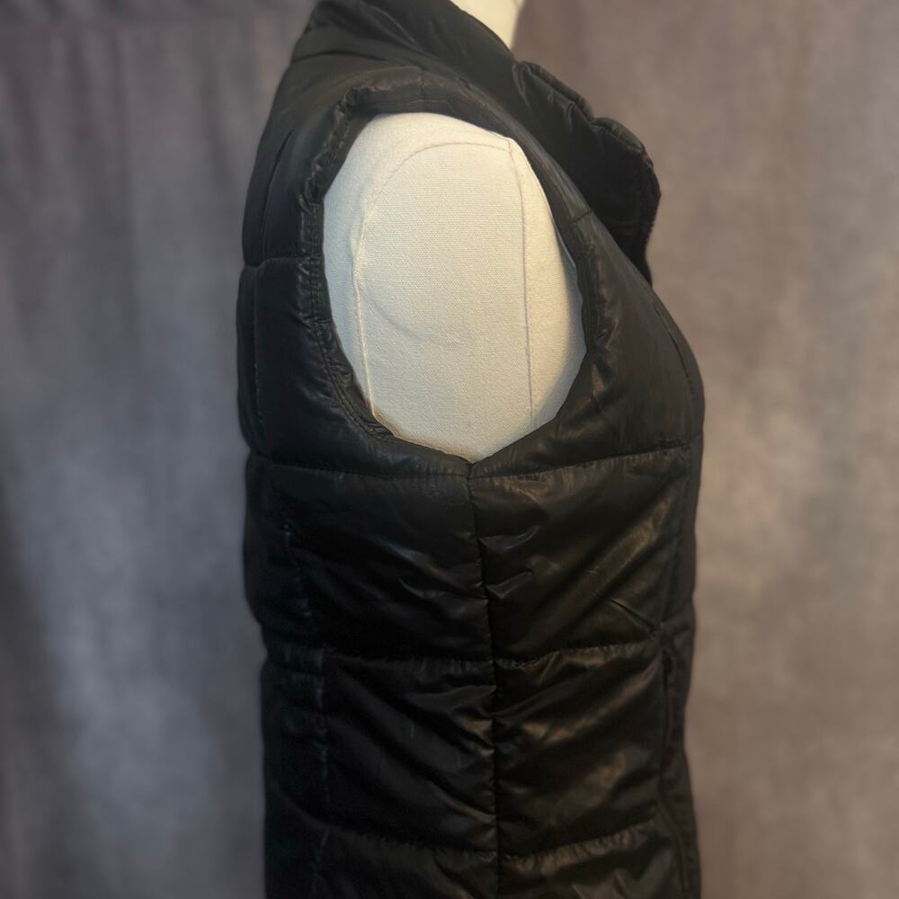 Aeropostale Women’s Medium Black Puffer Vest Purple  Pink Blue Leopard Lining - Picture 10 of 15